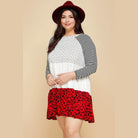 Plus Polka Dot Animal Print Swing Tiered Dress - VacationGrabs