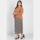 Plus Caramel Waffle Knit Long Sleeve Top - VacationGrabs
