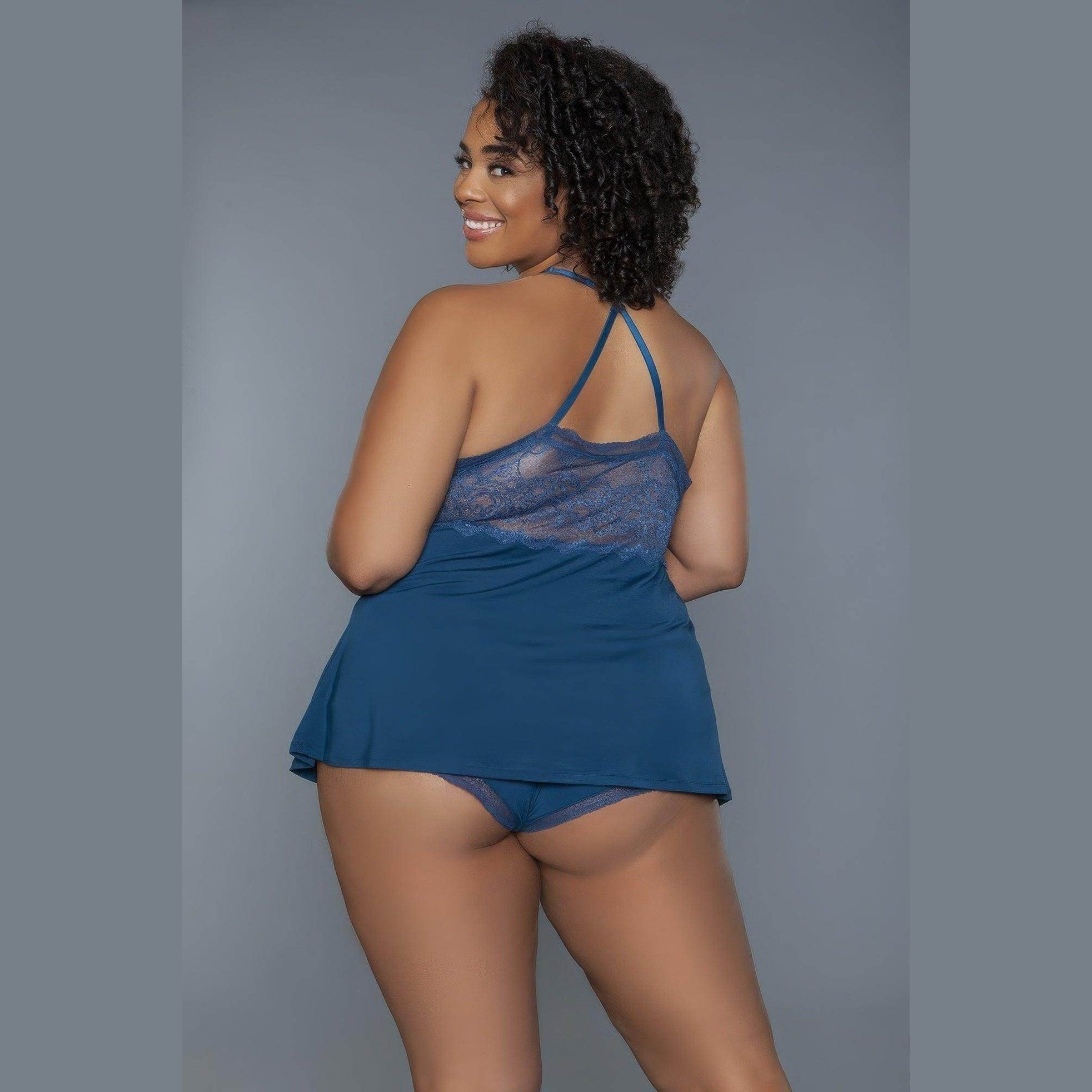 V-Neck Cami Set Wire Free Plus Size 2Pc - VacationGrabs