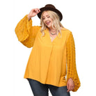 Woven Textured Chiffon Top Sheer Sleeves - VacationGrabs