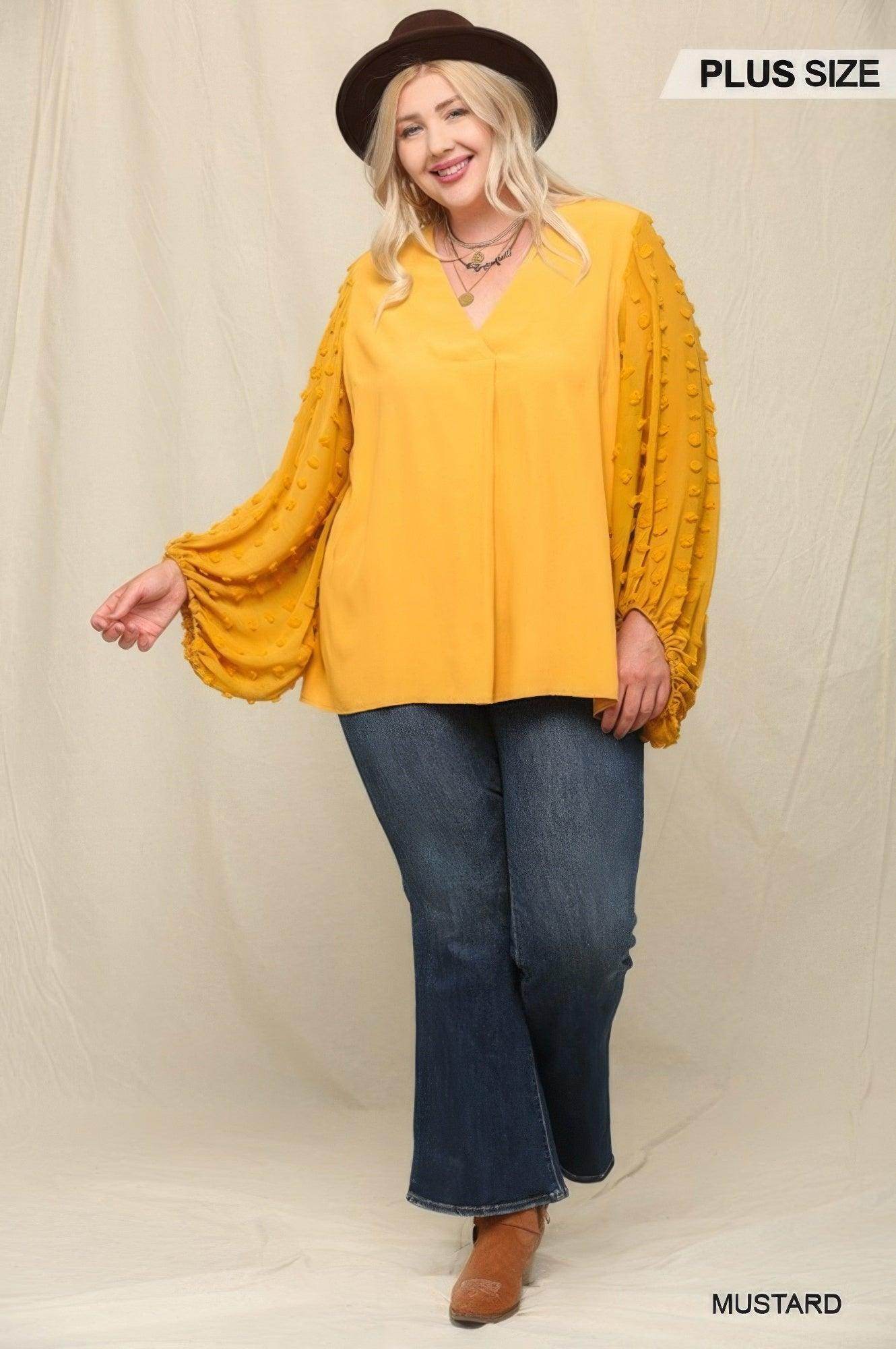 Woven Textured Chiffon Top Sheer Sleeves - VacationGrabs