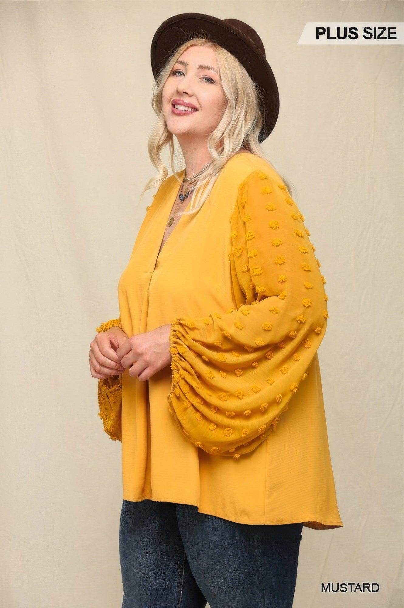 Woven Textured Chiffon Top Sheer Sleeves - VacationGrabs