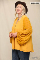 Woven Textured Chiffon Top Sheer Sleeves - VacationGrabs