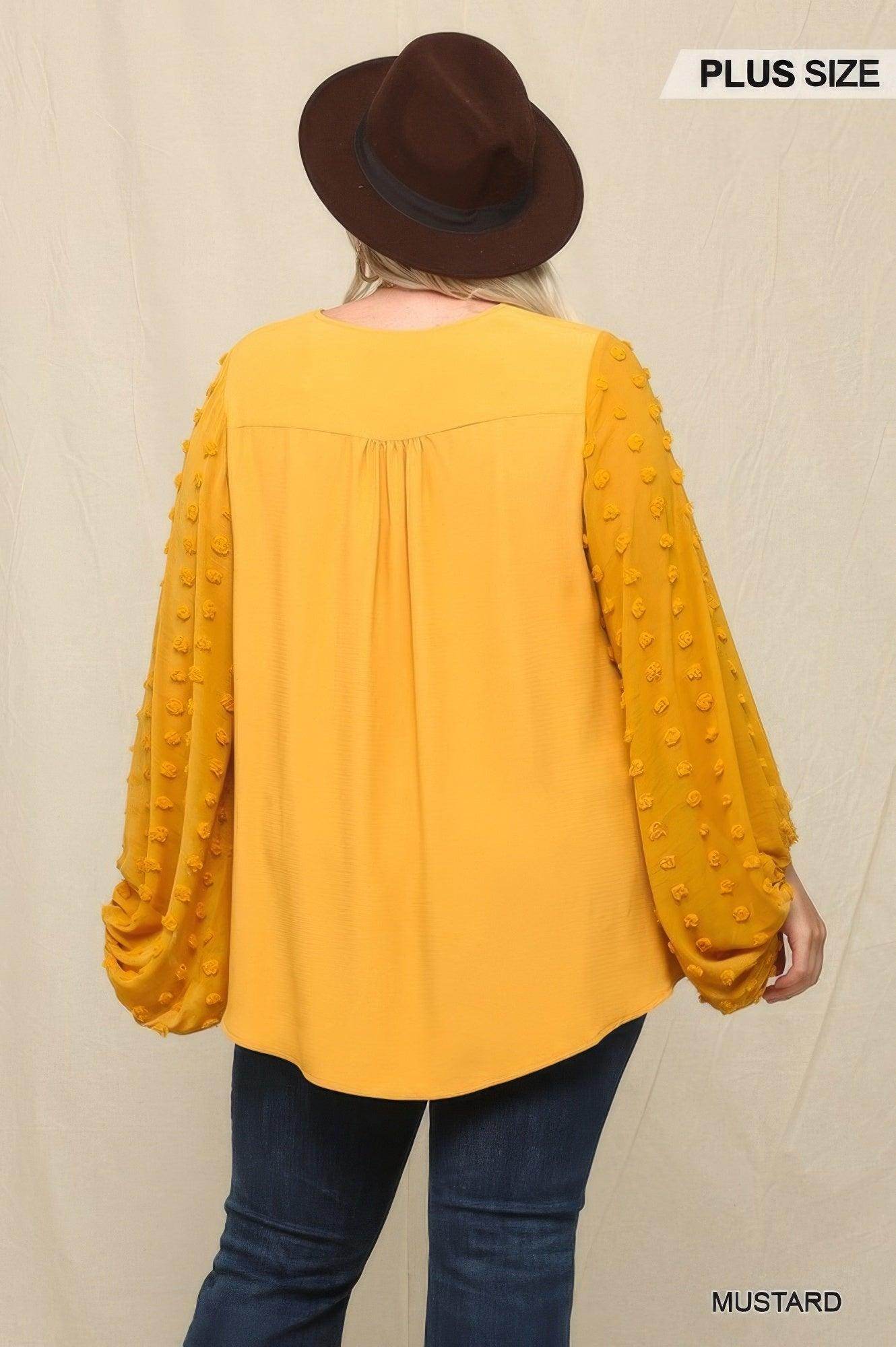 Woven Textured Chiffon Top Sheer Sleeves - VacationGrabs