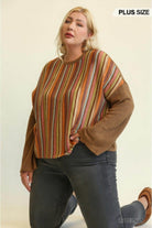 Brown Knit Mixed Loose Top - VacationGrabs