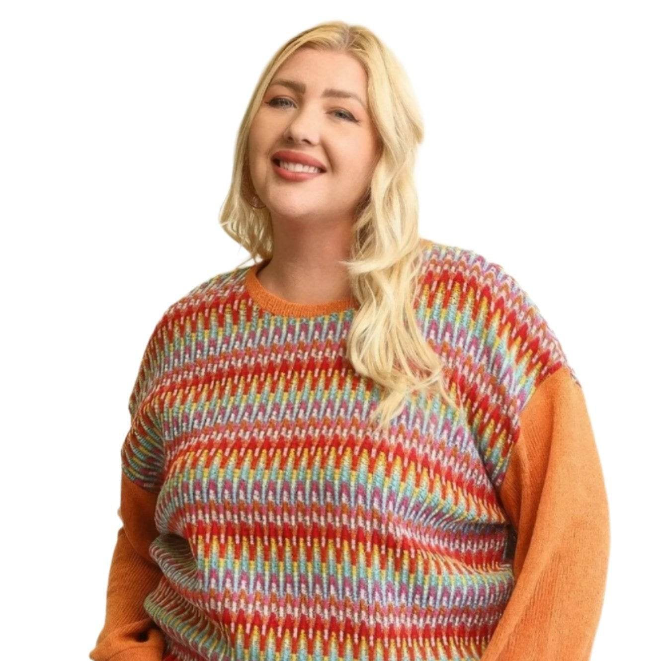 Orange Mixed Loose Top - VacationGrabs