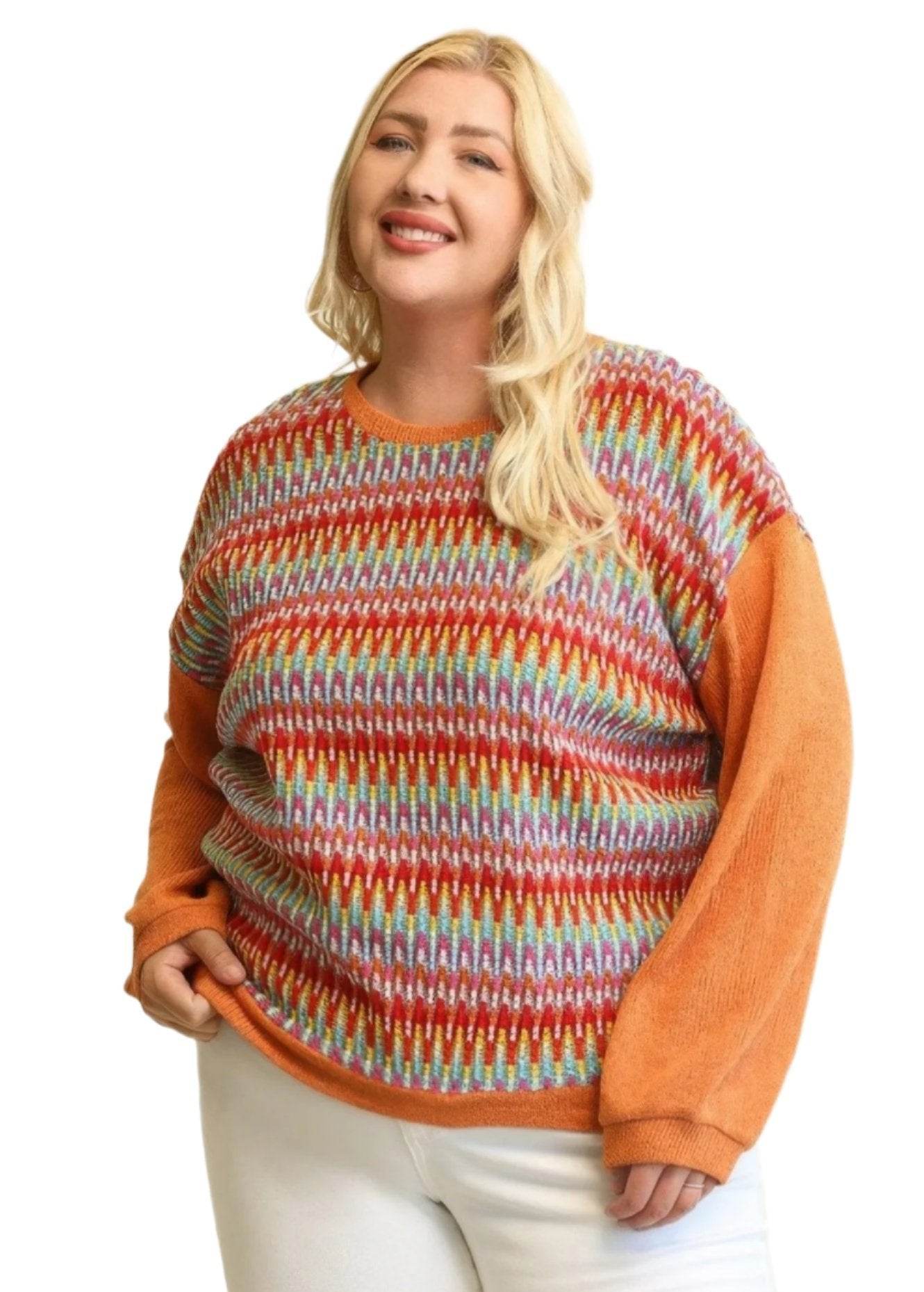 Orange Mixed Loose Top - VacationGrabs