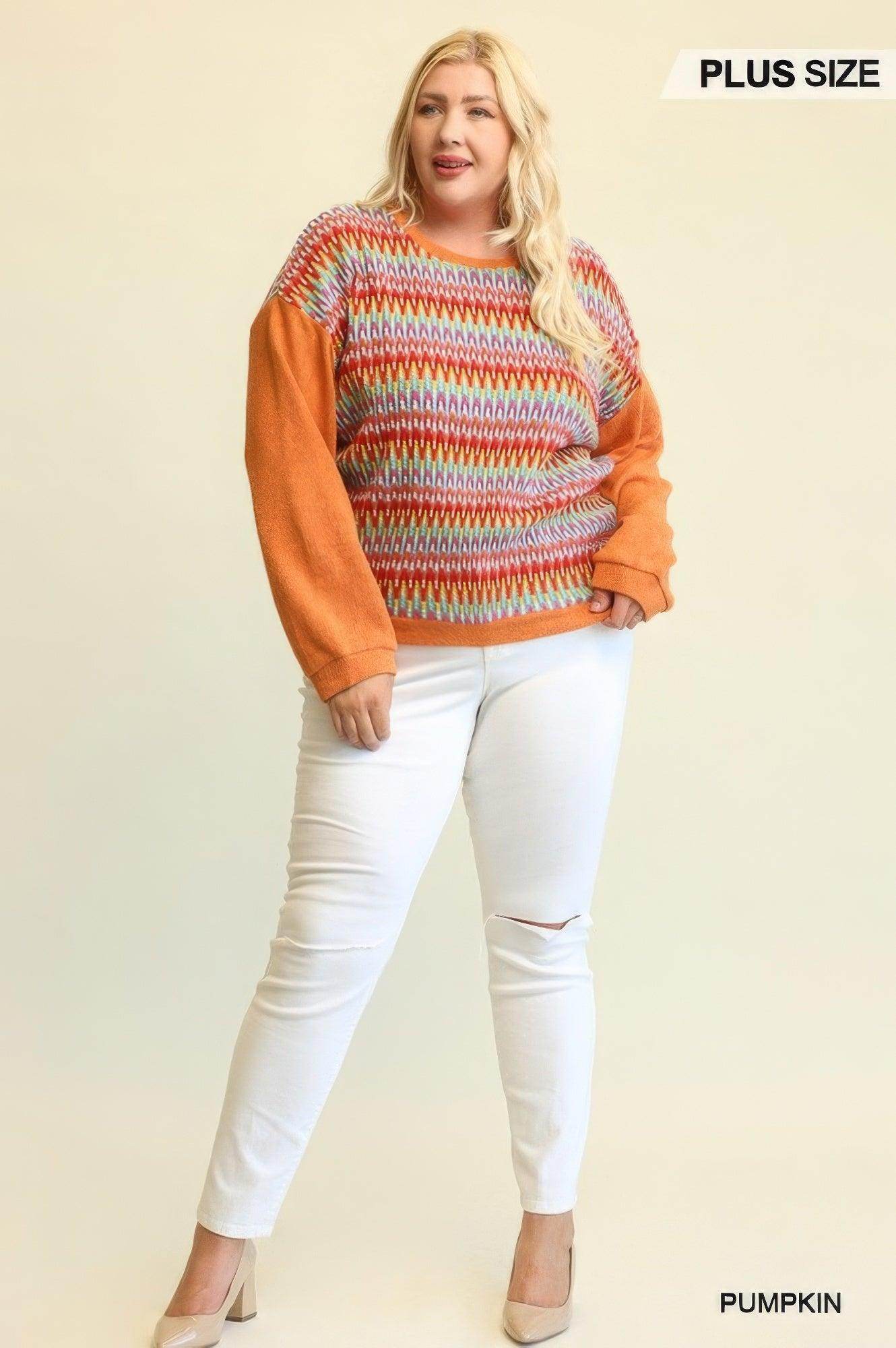 Orange Mixed Loose Top - VacationGrabs