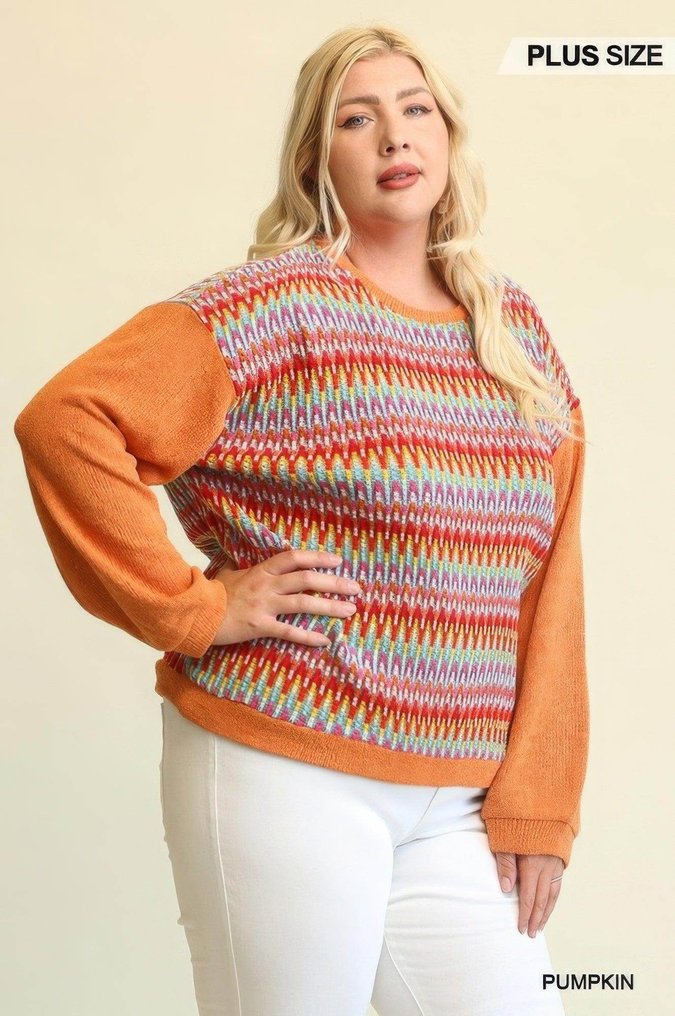 Orange Mixed Loose Top - VacationGrabs
