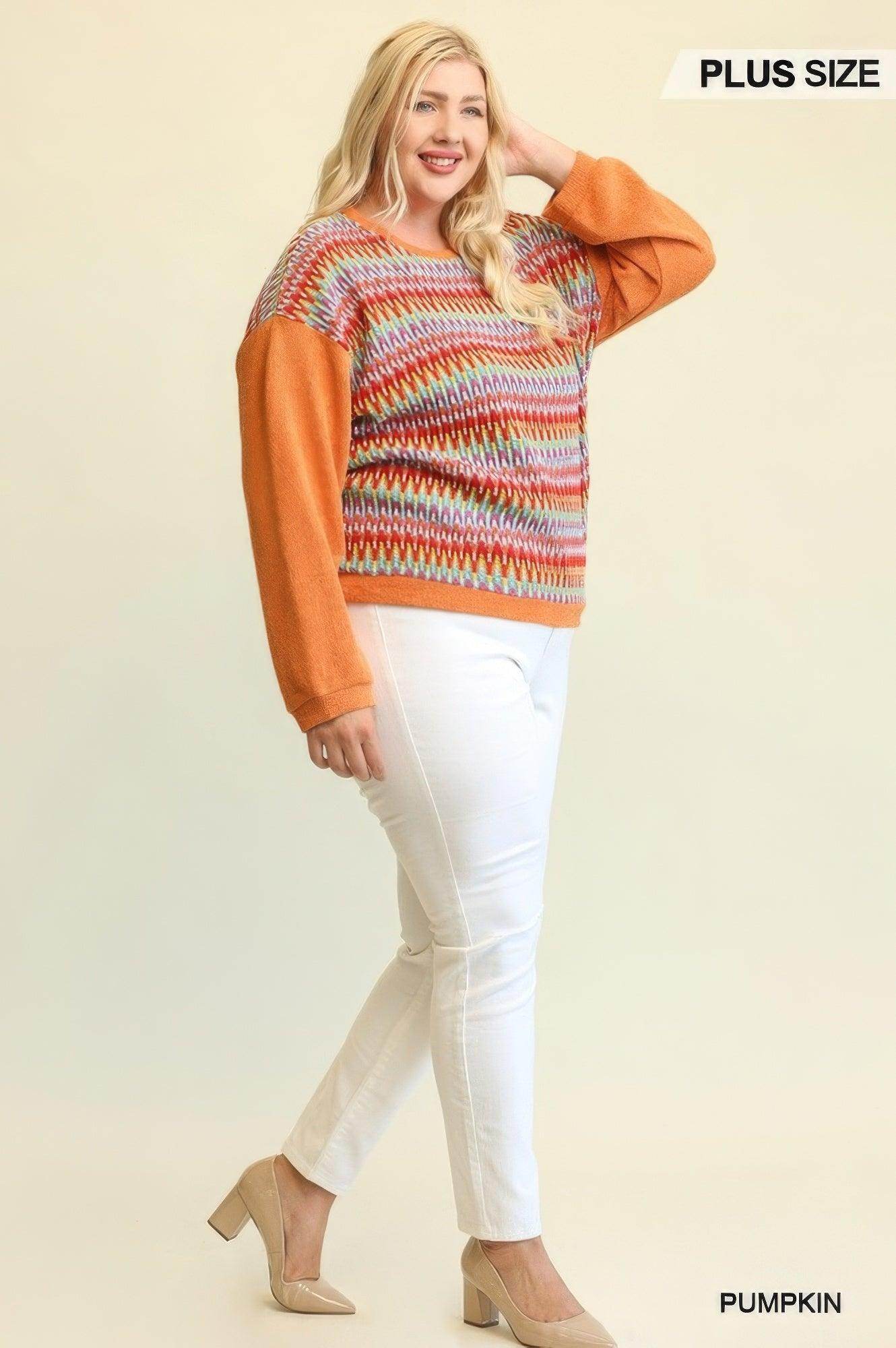 Orange Mixed Loose Top - VacationGrabs