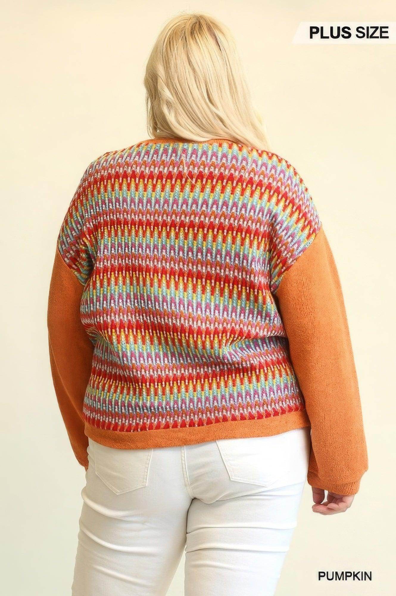 Orange Mixed Loose Top - VacationGrabs