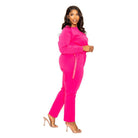 Hot Pink Grommet Detail Lounge Sets - VacationGrabs