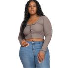 Plus Size Button Up Cropped Top - VacationGrabs