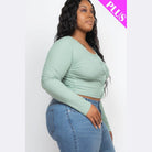 Plus Size Button Up Cropped Top - VacationGrabs