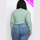Plus Size Button Up Cropped Top - VacationGrabs