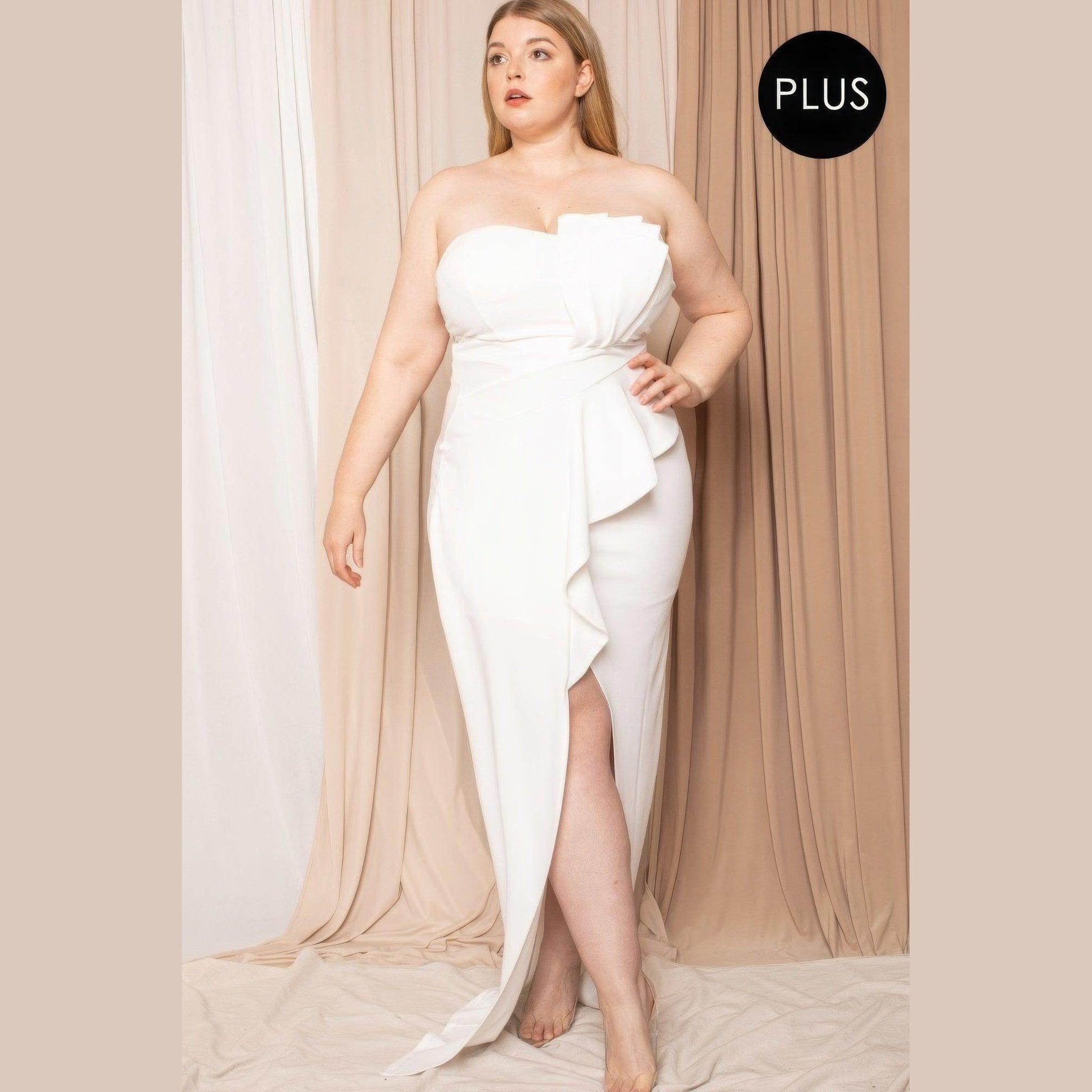 Pleated Detail Plus Maxi Dress - VacationGrabs