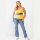 Plus Ribbed Ruffle Tank Top - VacationGrabs