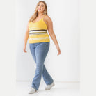 Plus Ribbed Ruffle Tank Top - VacationGrabs