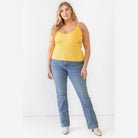 Plus Ribbed Ruffle Tank Top - VacationGrabs