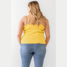 Plus Ribbed Ruffle Tank Top - VacationGrabs