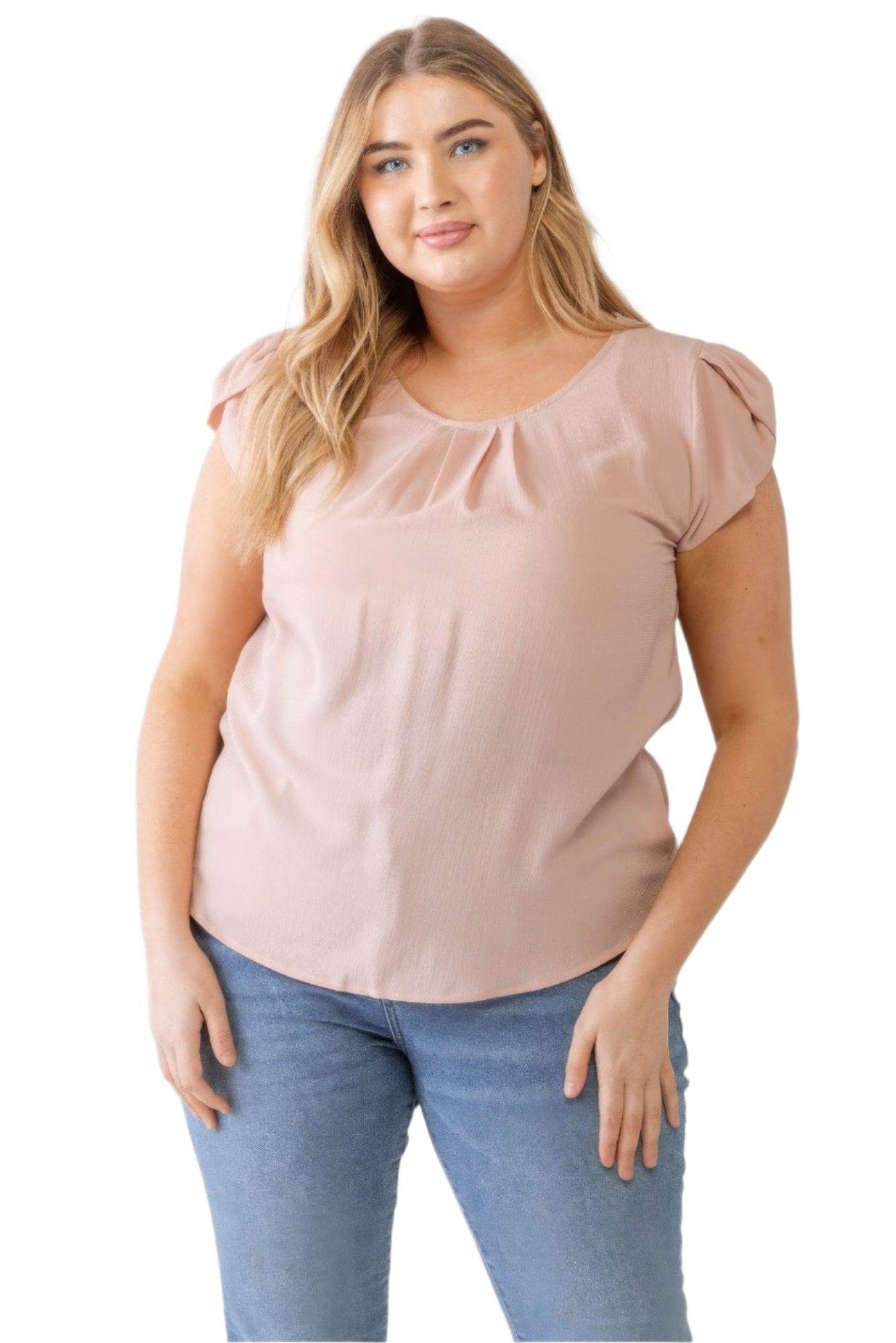 Plus Koshibo Textured Cap Sleeve Top - VacationGrabs
