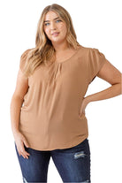 Plus Koshibo Textured Cap Sleeve Top - VacationGrabs