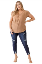 Plus Koshibo Textured Cap Sleeve Top - VacationGrabs
