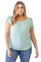 Plus Koshibo Textured Cap Sleeve Top - VacationGrabs