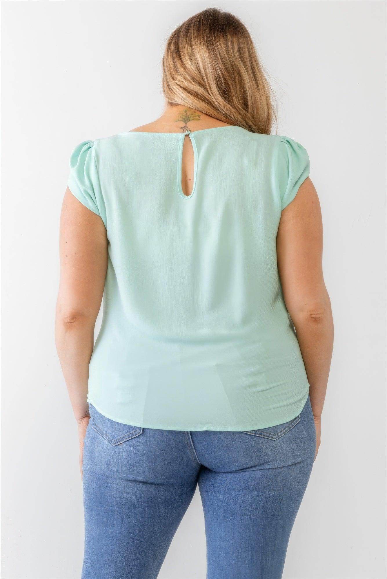 Plus Koshibo Textured Cap Sleeve Top - VacationGrabs