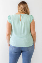Plus Koshibo Textured Cap Sleeve Top - VacationGrabs