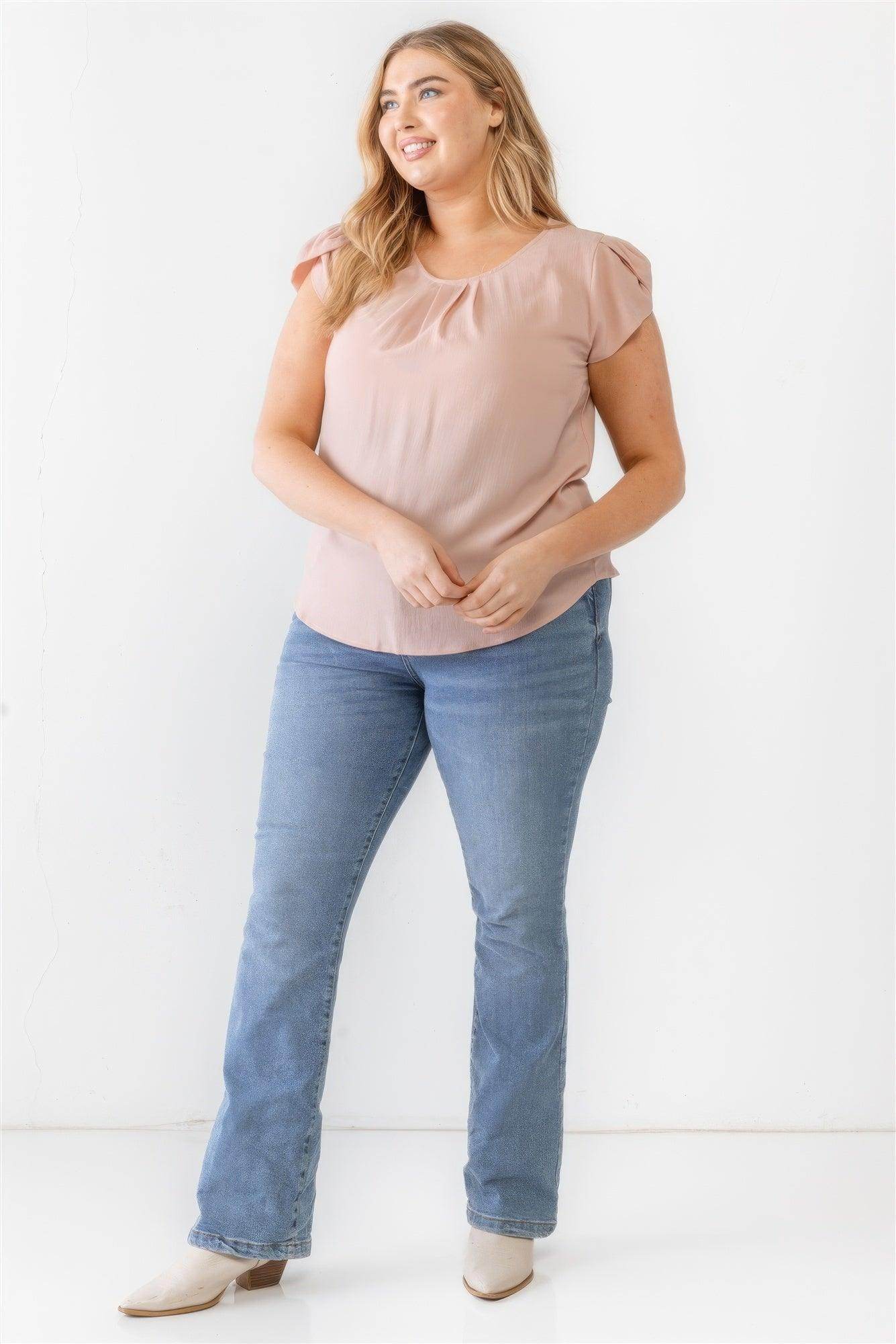 Plus Koshibo Textured Cap Sleeve Top - VacationGrabs
