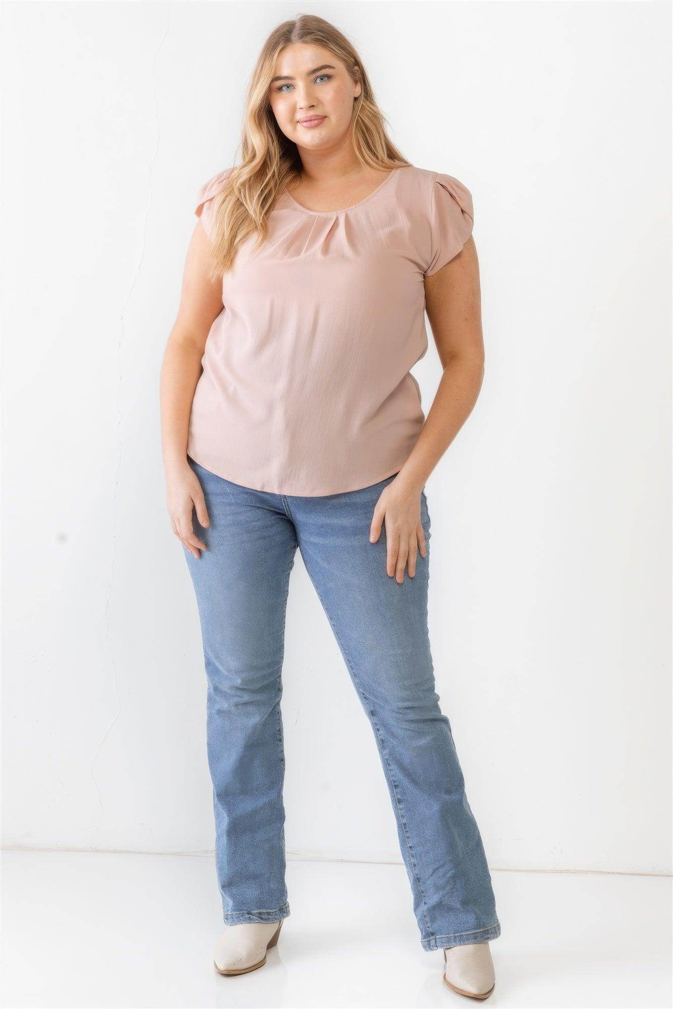 Plus Koshibo Textured Cap Sleeve Top - VacationGrabs