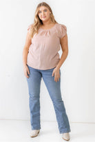 Plus Koshibo Textured Cap Sleeve Top - VacationGrabs