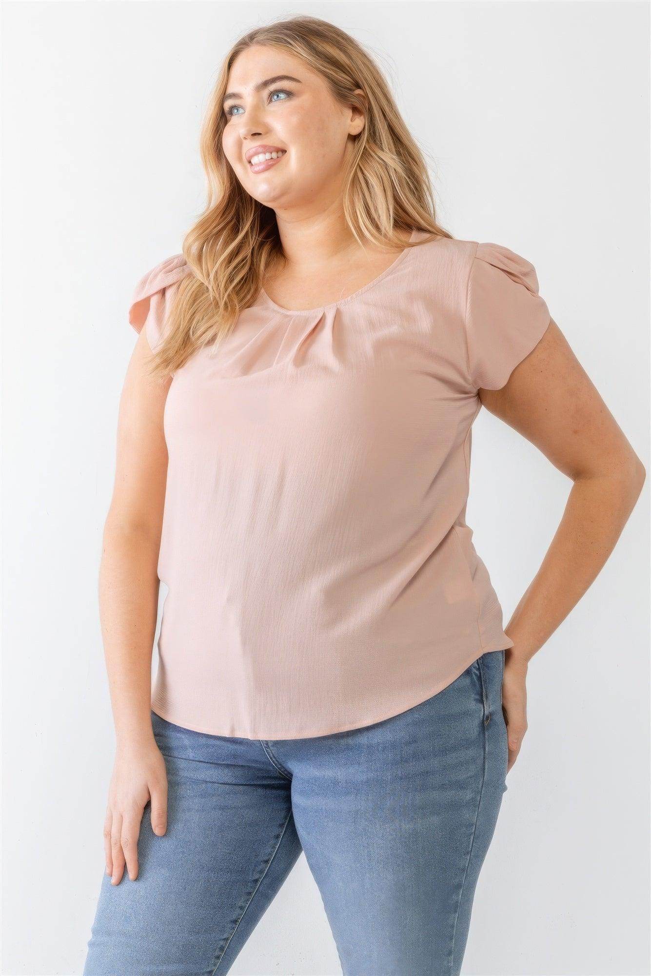 Plus Koshibo Textured Cap Sleeve Top - VacationGrabs