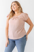 Plus Koshibo Textured Cap Sleeve Top - VacationGrabs