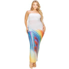 Plus White Gradient Strapless Maxi Dress - VacationGrabs