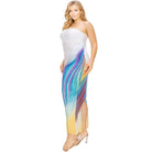 Plus White Gradient Strapless Maxi Dress - VacationGrabs