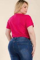 Plus Size Tie Front Drawstring Short Sleeve Crop Top - VacationGrabs