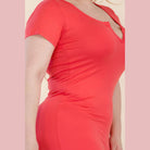 Plus Size Split Neck Bodycon Midi Dress - VacationGrabs