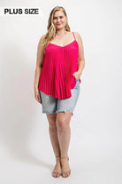 Pleated Tank Top With Adjustable Strap - VacationGrabs