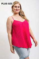 Pleated Tank Top With Adjustable Strap - VacationGrabs