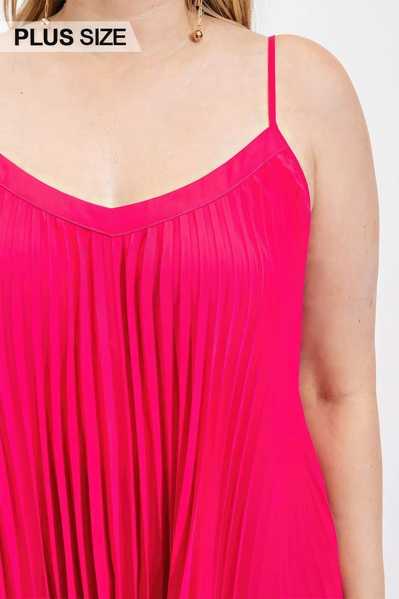 Pleated Tank Top With Adjustable Strap - VacationGrabs