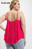 Pleated Tank Top With Adjustable Strap - VacationGrabs