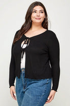 Solid Black Ribbed Pointelle Cardigan - VacationGrabs