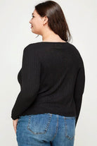 Solid Black Ribbed Pointelle Cardigan - VacationGrabs