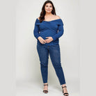 Plus Off Shoulder Bandage Wrap Dressy Top - VacationGrabs
