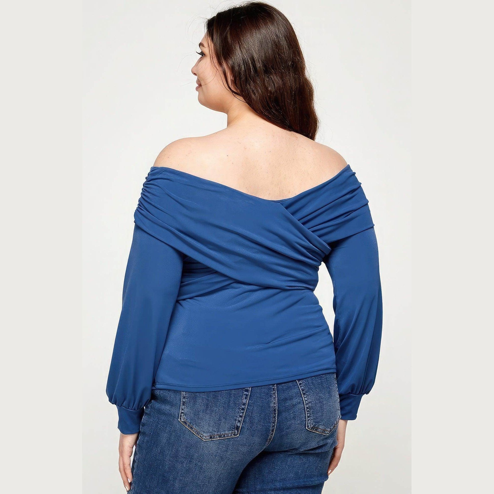 Plus Off Shoulder Bandage Wrap Dressy Top - VacationGrabs