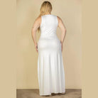 Plus Size Plunge Neck Thigh Split Maxi Dress - VacationGrabs