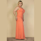 Plus Size Plunge Neck Thigh Split Maxi Dress - VacationGrabs