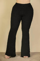 Plus Size Bubble Fabric Flare Pants - VacationGrabs
